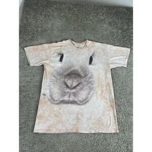 The Mountain Shirt Mens Extra Large Beige Mouse Face Tie Dye Nature Short Sleeve